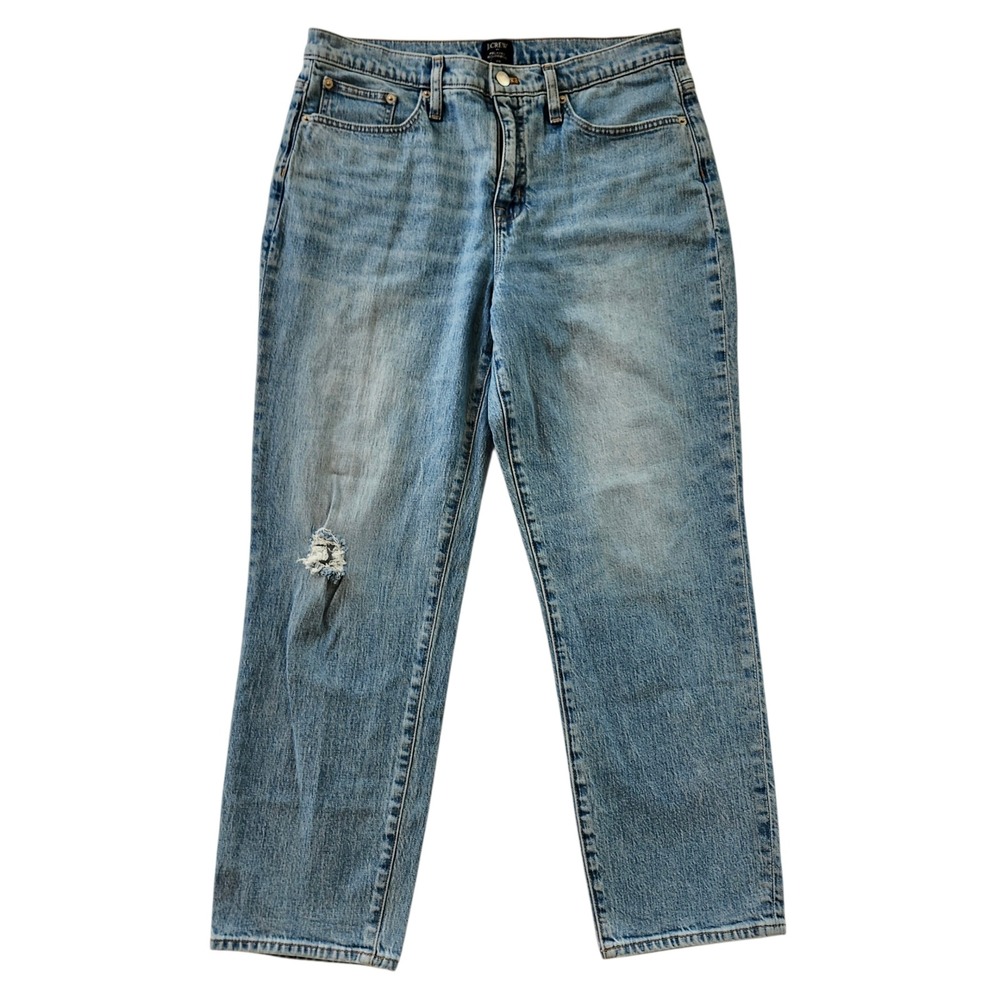 J.Crew Relaxed Boyfriend Jeans Womens 29 Light Wash Distressed High Rise Denim - Picture 2 of 9
